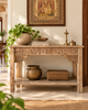 Royal Hand-Carved Console Table Natural Finish