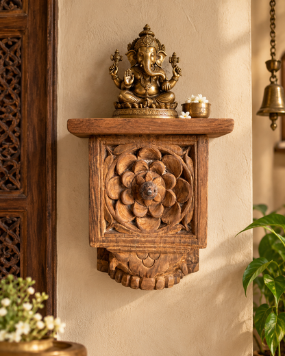 Vintage Floral Rosette Wall Shelf Iron Nail