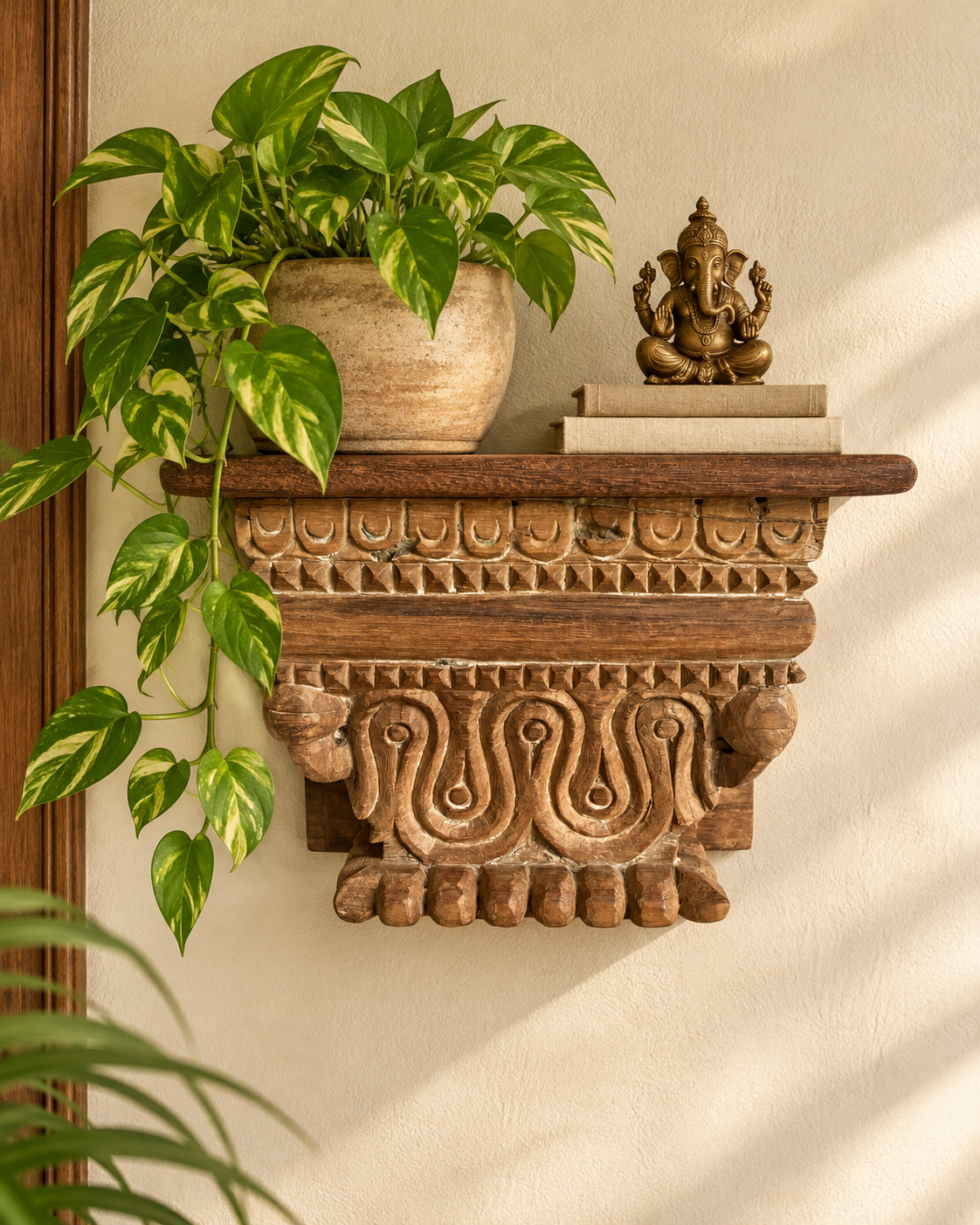 vintage carved wall shelf