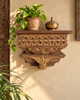 Hand-Carved Geometric Wooden Corbel Wall Shelf