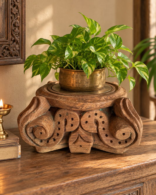 Vintage Wooden Decorative Pillar Base