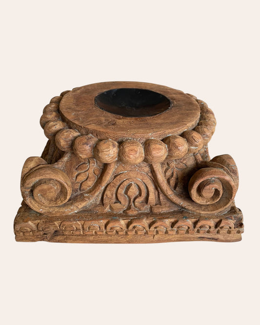 Old Wood Carved Decorative Pedestal