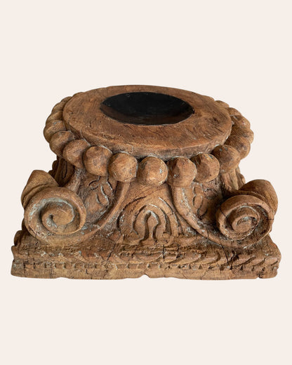 Old Wood Carved Decorative Pedestal