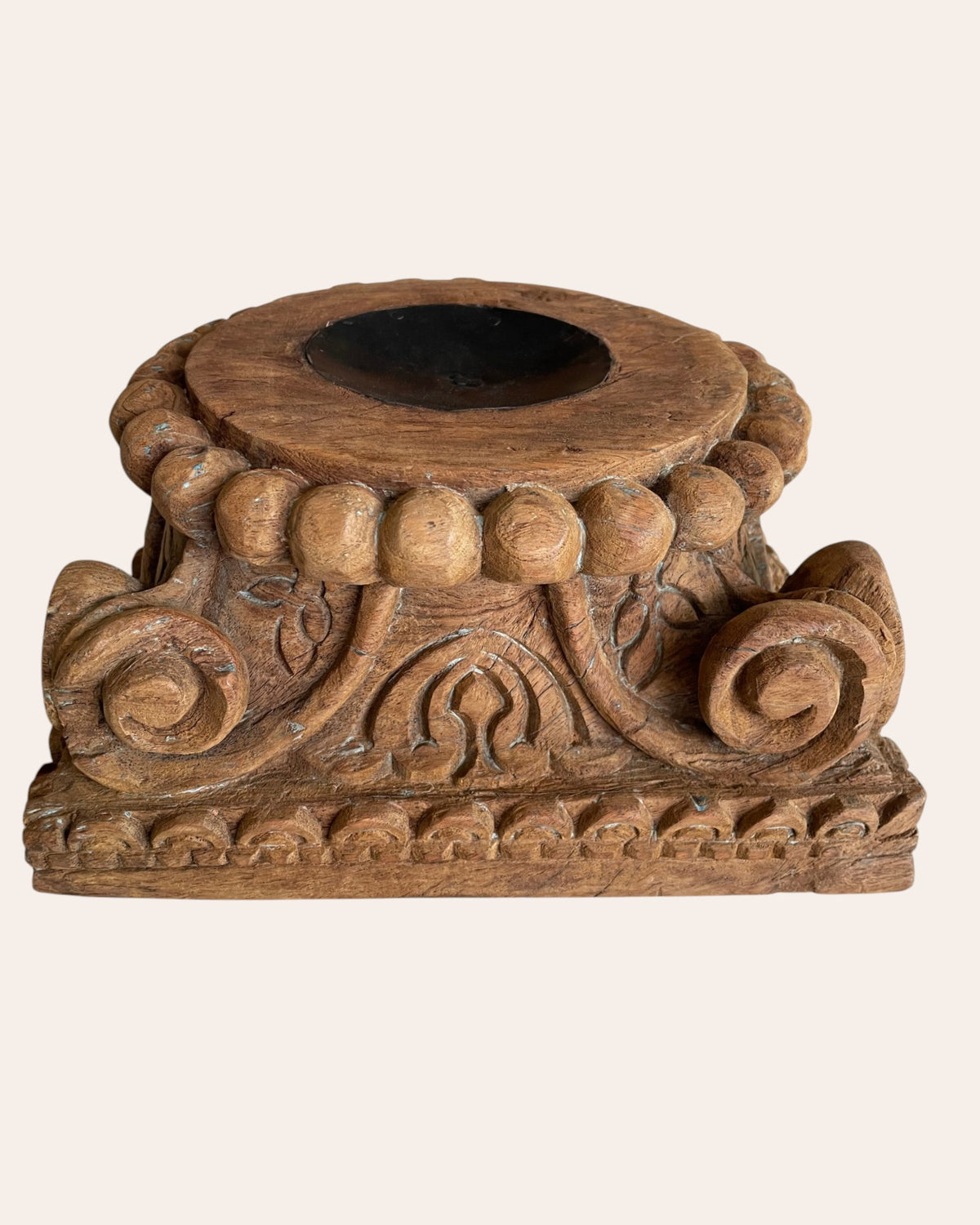old wood carved decorative pedestal