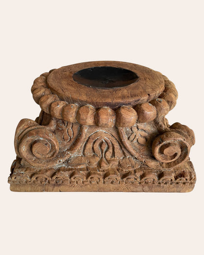 Old Wood Carved Decorative Pedestal