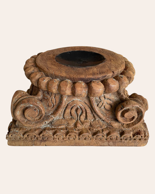 Old Wood Carved Decorative Pedestal