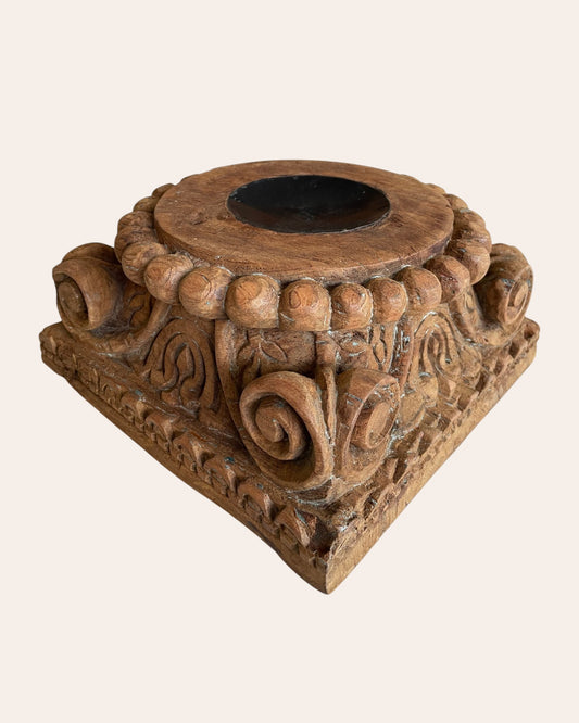 Old Wood Carved Decorative Pedestal