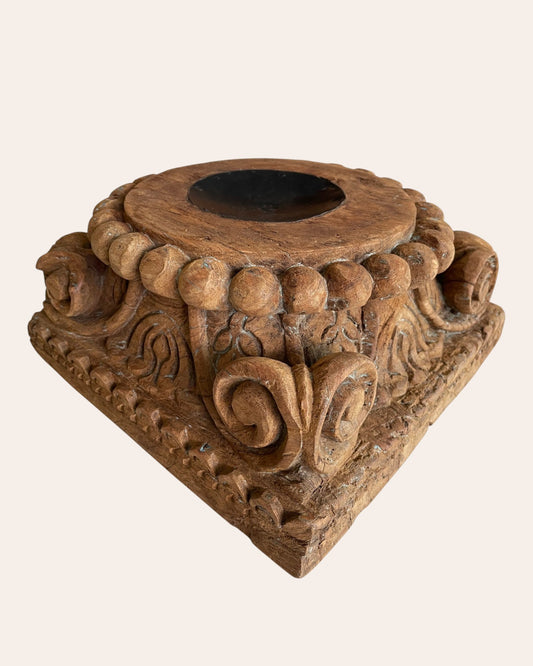 Old Wood Carved Decorative Pedestal
