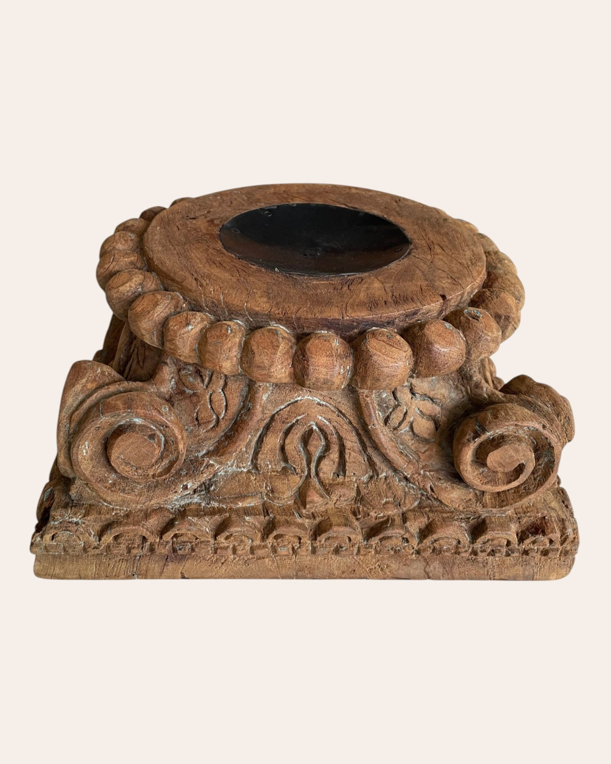 old wood carved decorative pedestal