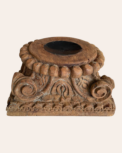 Old Wood Carved Decorative Pedestal