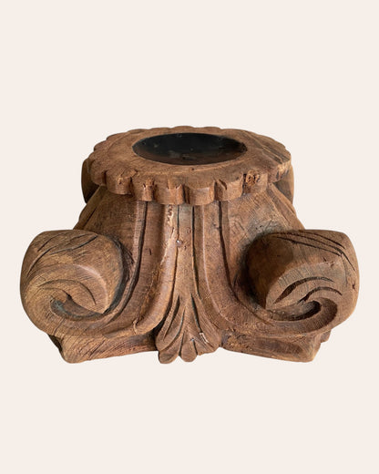 Vintage Wooden Artifact Display Stand / Candle / Plant Holder