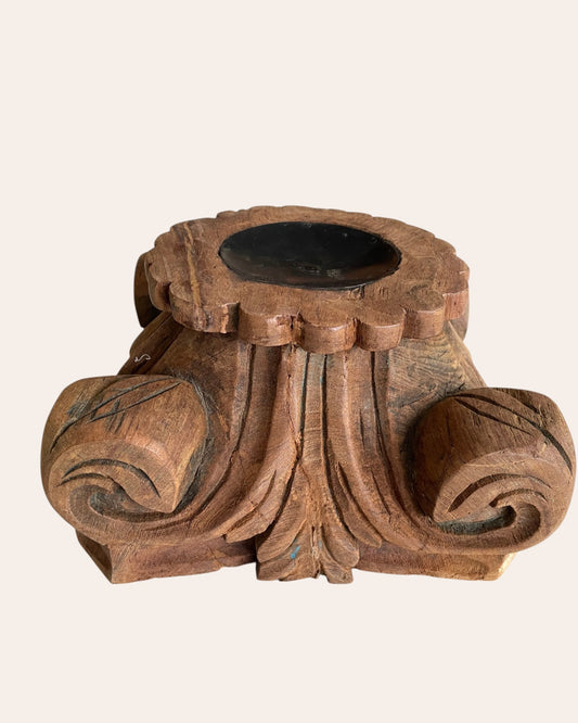 Vintage Wooden Artifact Display Stand / Candle / Plant Holder