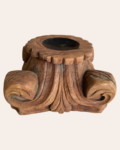 Vintage Wooden Artifact Display Stand / Candle / Plant Holder