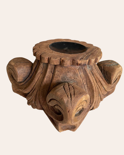 Vintage Wooden Artifact Display Stand / Candle / Plant Holder