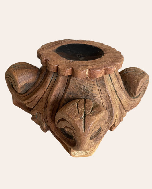 Vintage Wooden Artifact Display Stand / Candle / Plant Holder