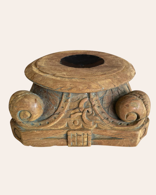 Antique Carved Wooden Accent Pedestal