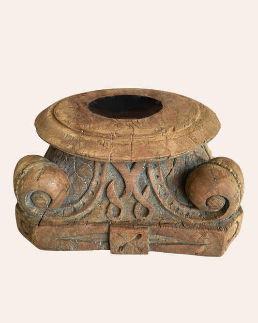 Antique Carved Wooden Accent Pedestal