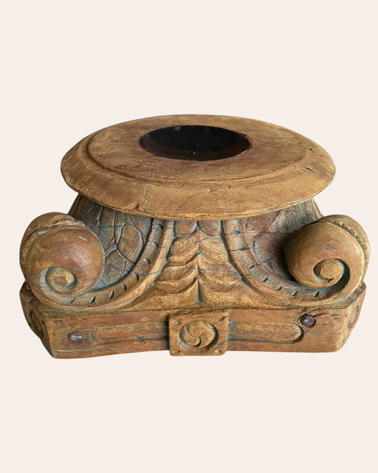 Antique Carved Wooden Accent Pedestal