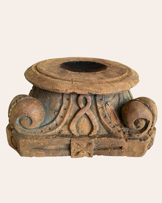 Antique Carved Wooden Accent Pedestal