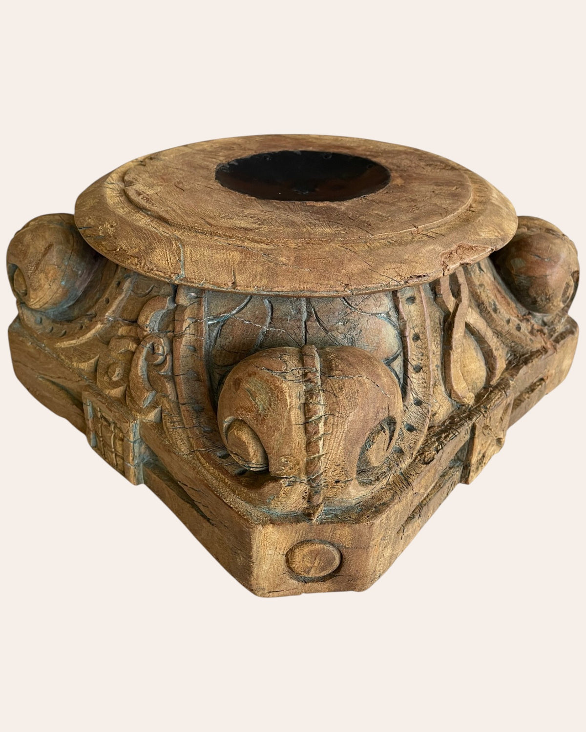 antique carved wooden accent pedestal