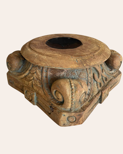 Antique Carved Wooden Accent Pedestal