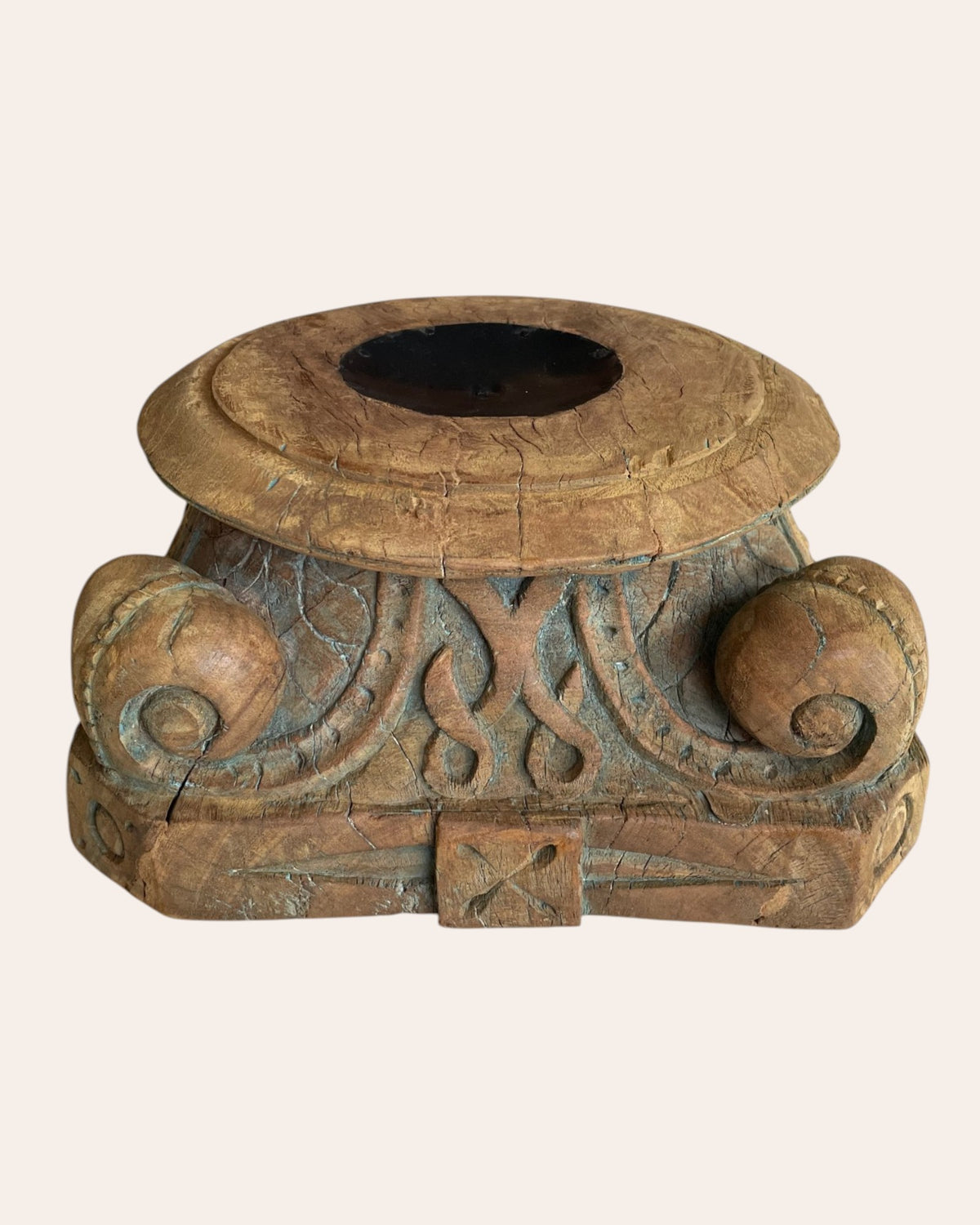 antique carved wooden accent pedestal