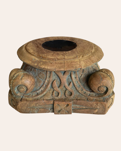 Antique Carved Wooden Accent Pedestal