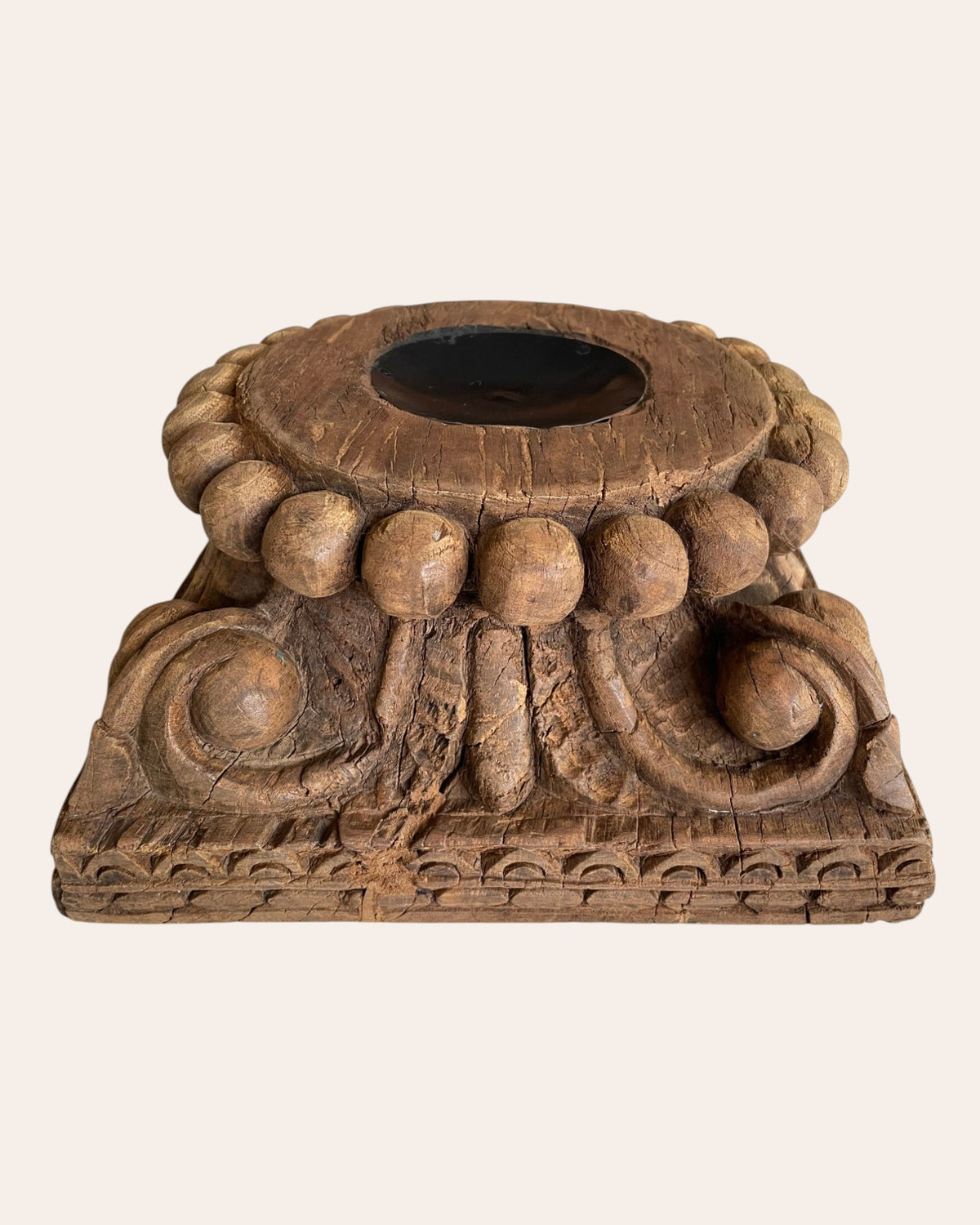 traditional indian carved wood pedestal