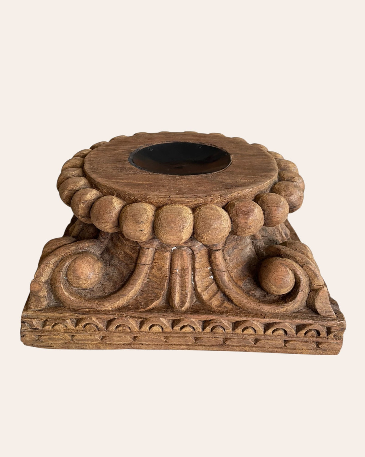 traditional indian carved wood pedestal