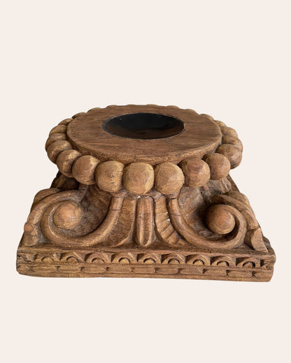 Traditional Indian Carved Wood Pedestal