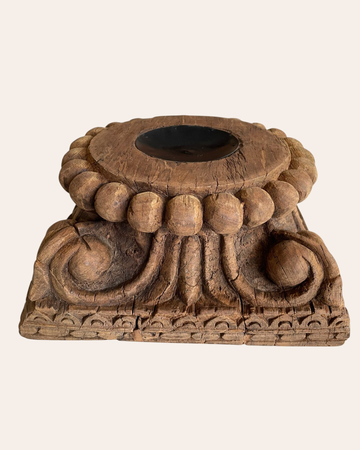 traditional indian carved wood pedestal