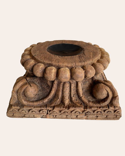 Traditional Indian Carved Wood Pedestal
