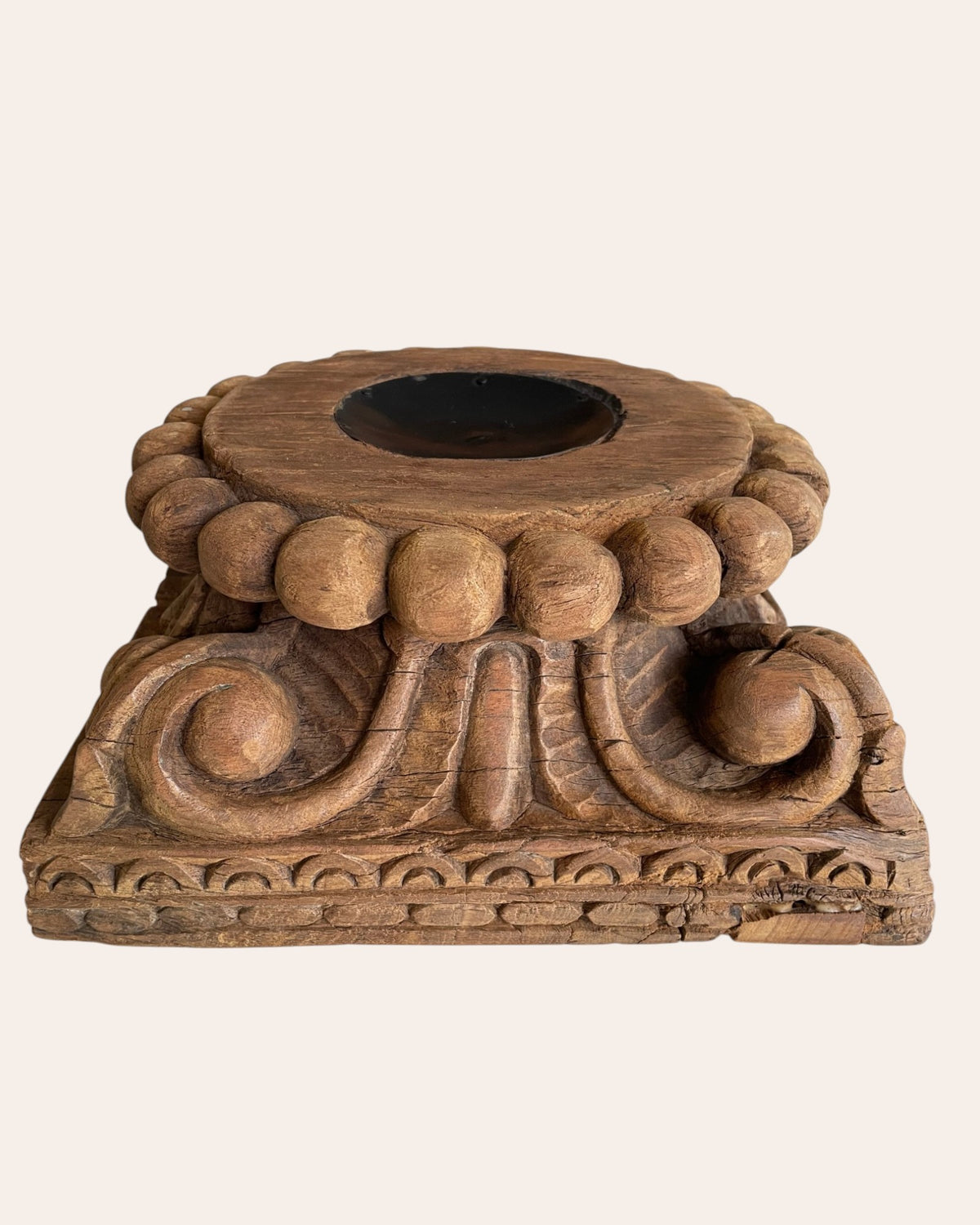 traditional indian carved wood pedestal