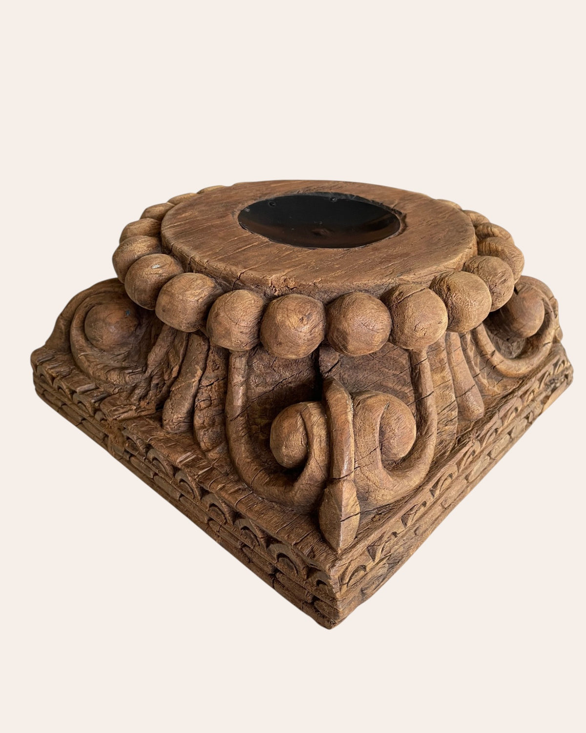 traditional indian carved wood pedestal
