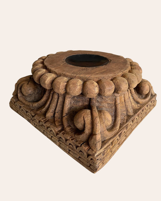 Traditional Indian Carved Wood Pedestal