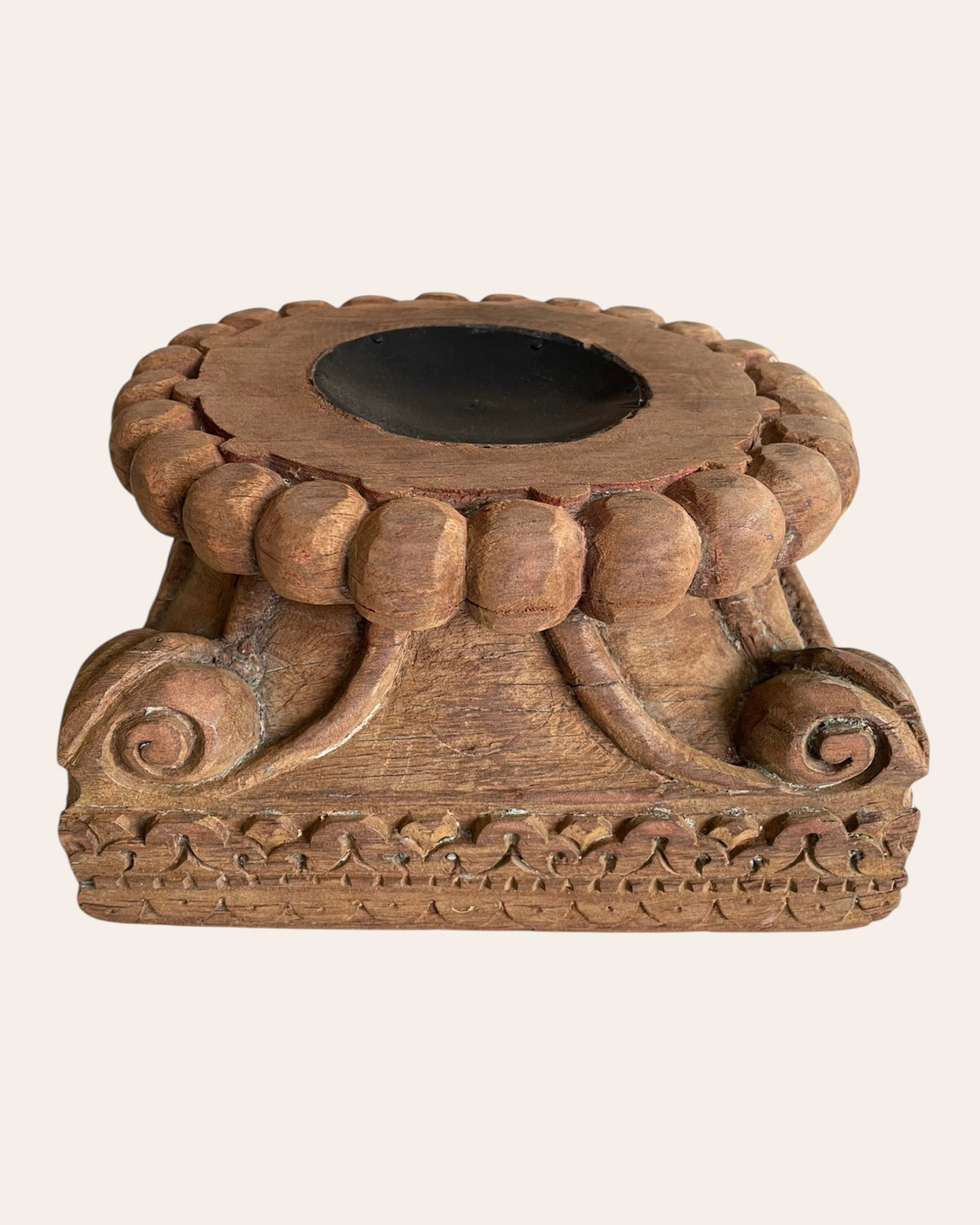 hand-carved vintage wood display base