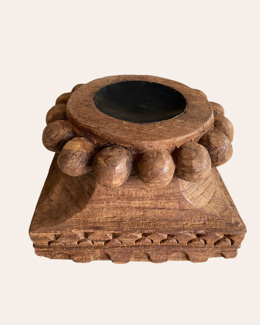 Vintage Hand-Carved Wooden Pillar Base – Multi-Purpose Decor Stand
