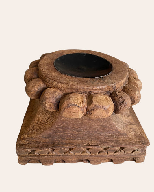 Vintage Hand-Carved Wooden Pillar Base – Multi-Purpose Decor Stand