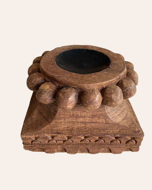 Vintage Hand-Carved Wooden Pillar Base – Multi-Purpose Decor Stand