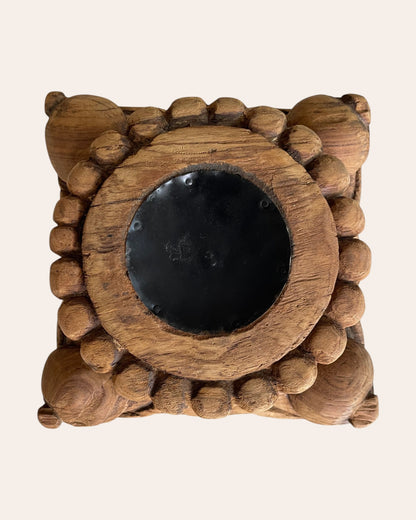 Hand-Carved Wooden Pillar Base Candle Holder / Plant Stand