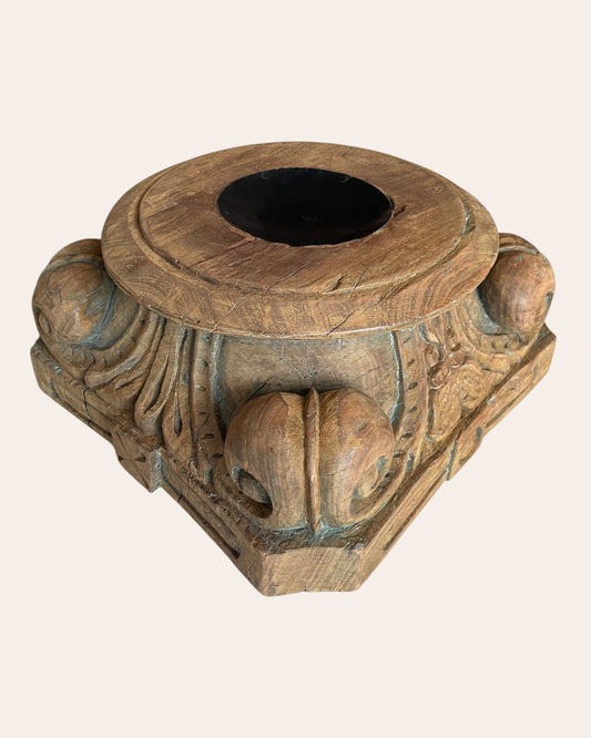 Antique Hand-Carved Wood Stand - Diya / Plant / Statue