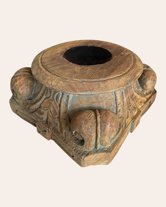 Antique Hand-Carved Wood Stand - Diya / Plant / Statue