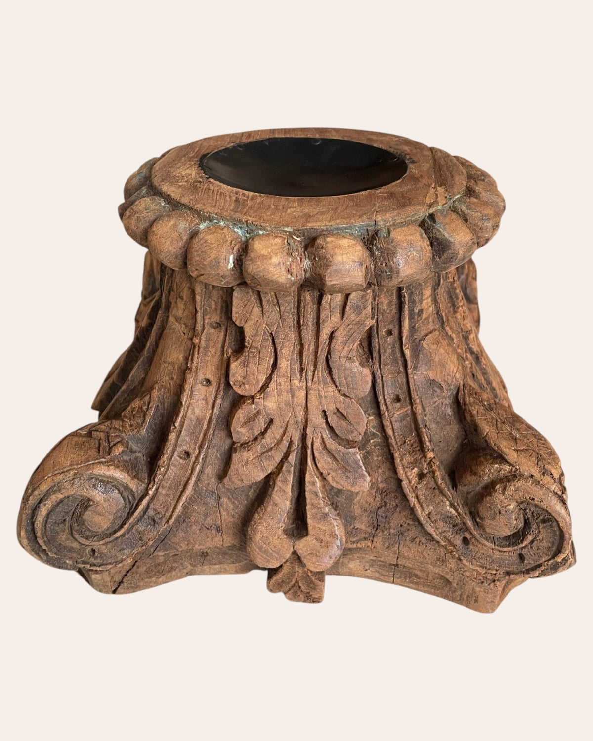 antique wooden decorative candle holder / plant holder