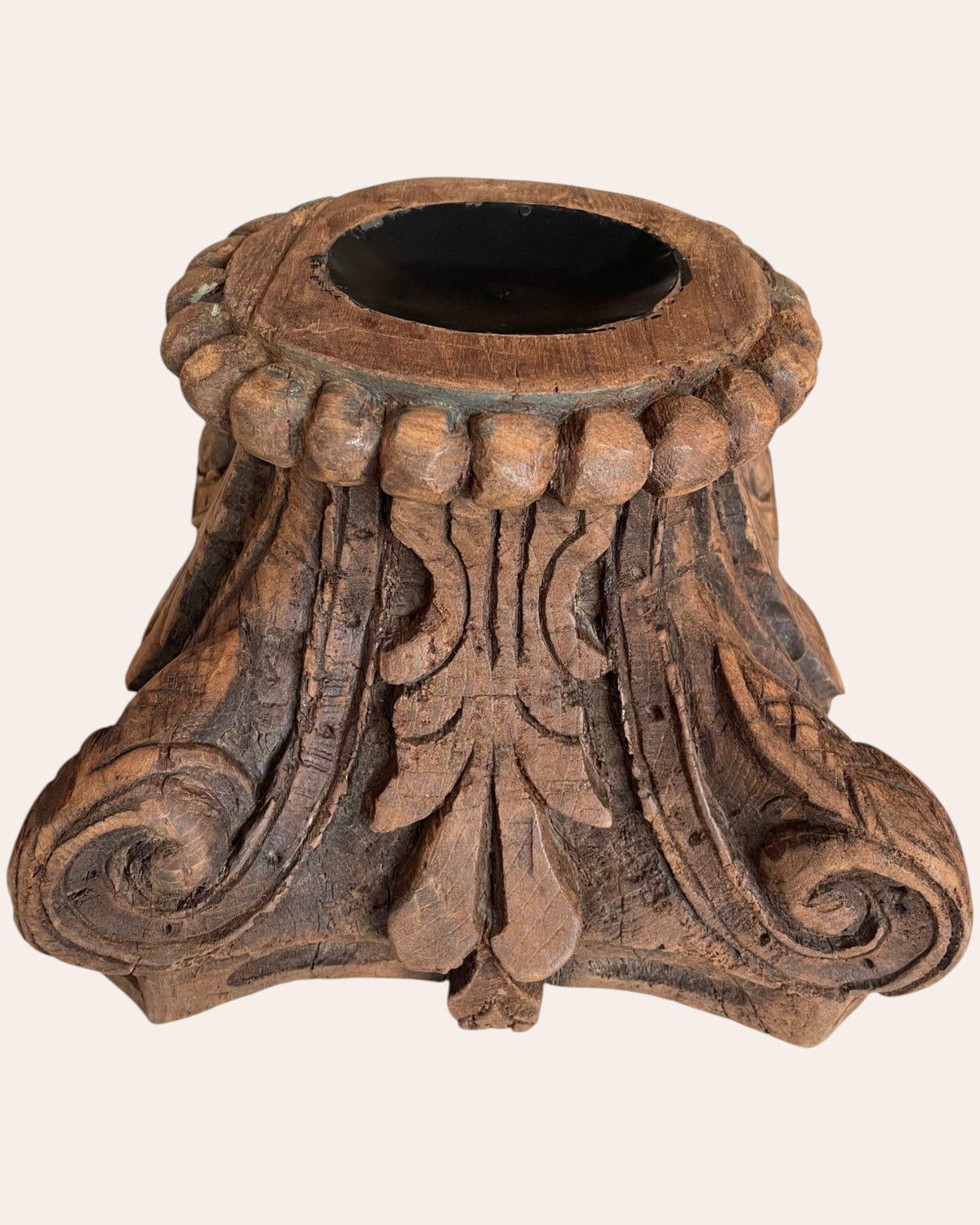 antique wooden decorative candle holder / plant holder