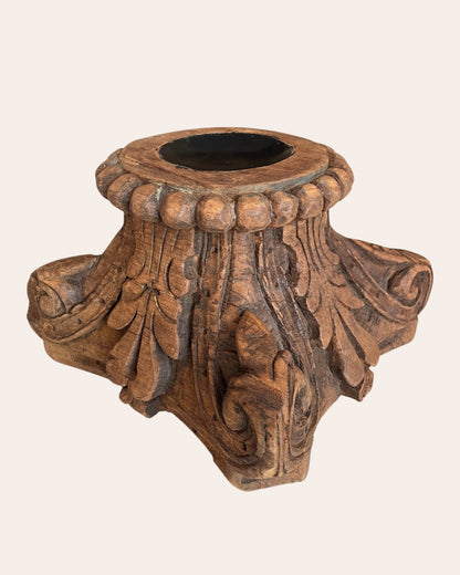 Antique Wooden Decorative Candle Holder / Plant Holder