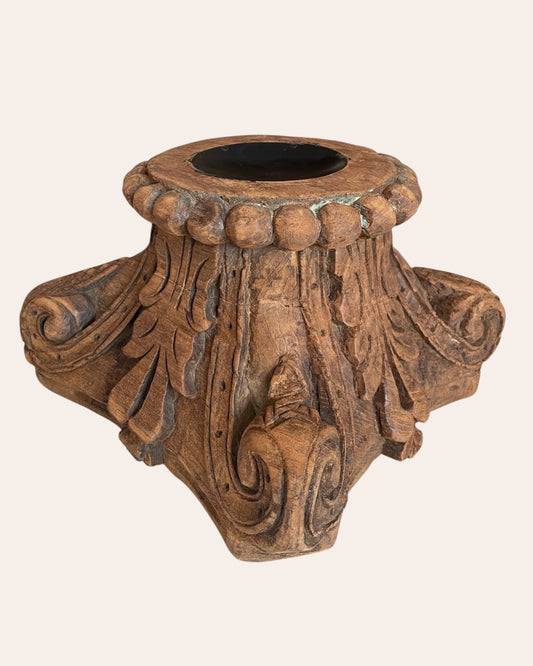 Antique Wooden Decorative Candle Holder / Plant Holder