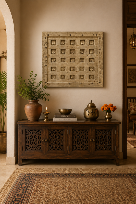 Hand-Carved Floral Wall Décor Panel