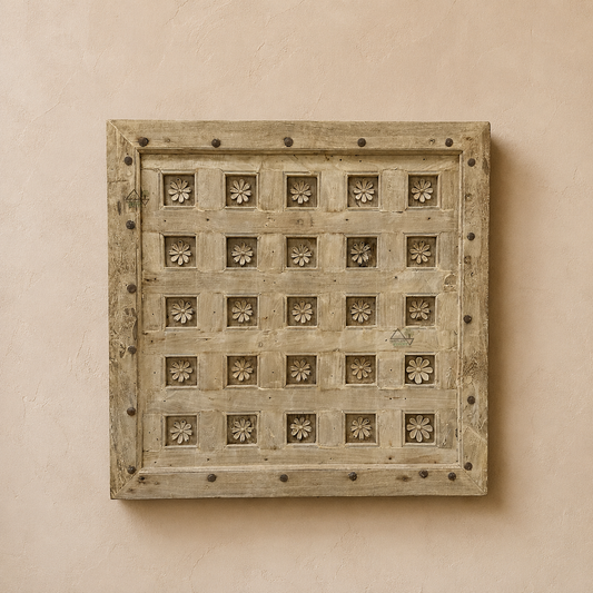 Hand-Carved Floral Wall Décor Panel
