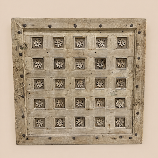 Hand-Carved Floral Wall Décor Panel