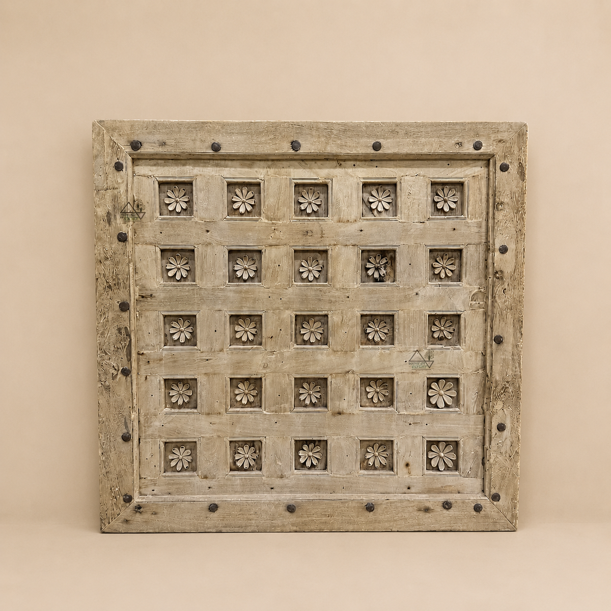 hand-carved floral wall décor panel